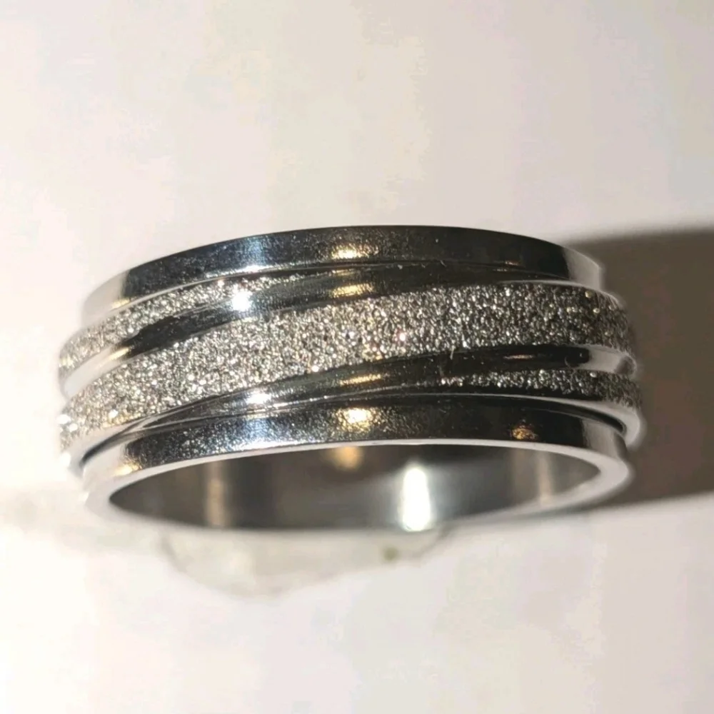 Retro High Quality Luxury 925 Sterling Silver Frosted Men’s Fidget Spinner Ring9